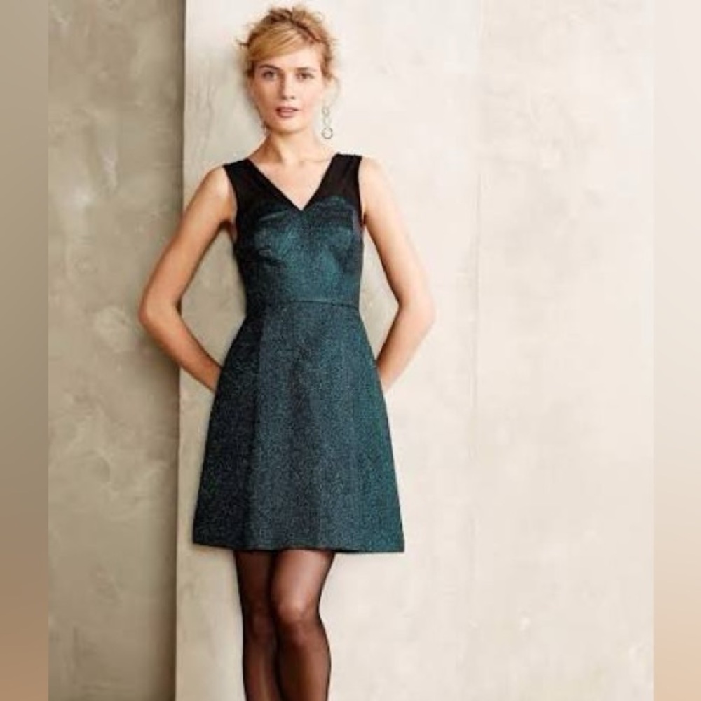 HD in Paris Blue Sleeveless A-line Mini Dress with bow back